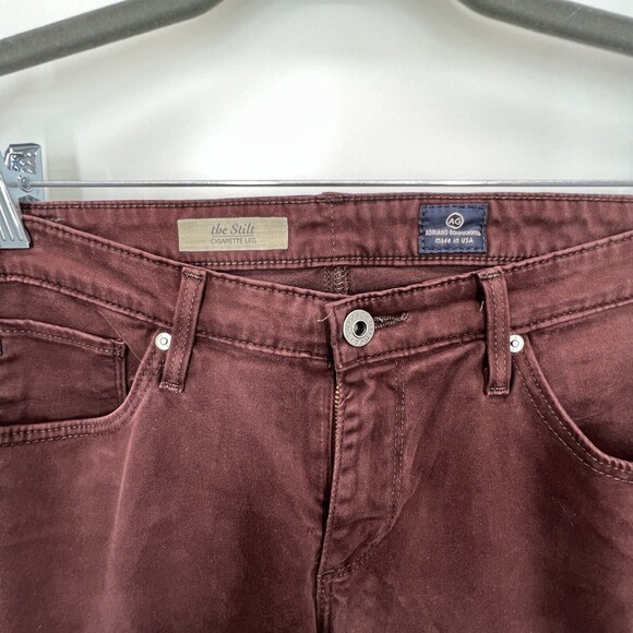 Adriano Goldschmied The Stilt Cigarette Leg Burgundy Zip Pants Women’s - Picture 3 of 7